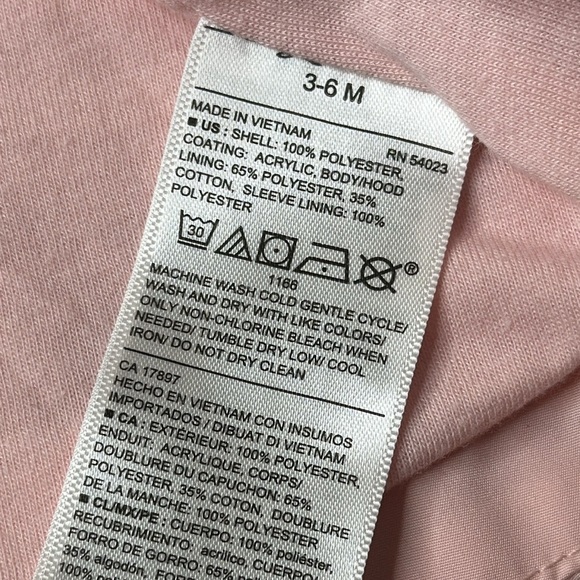 3/6m Old Navy baby girl, pink zip up jacket with hood in like new condition - Picture 5 of 8